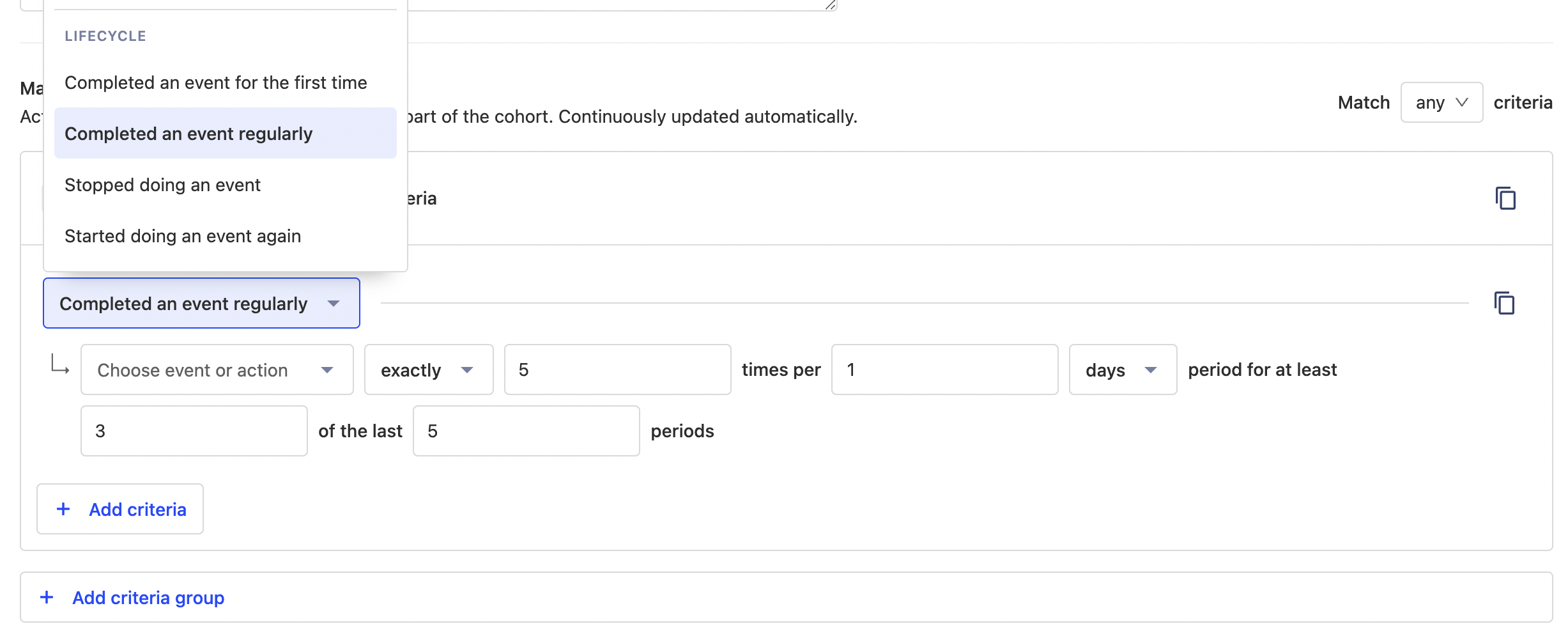 Matching based on lifecycle properties